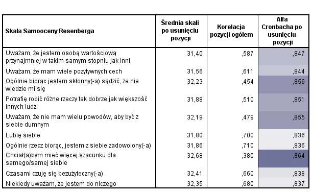 Rysunek 4 Przykładowa tabela prezentująca statystyki