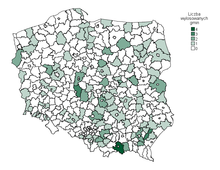 Rysunek 1. Wynik prostego losowania 120 gmin