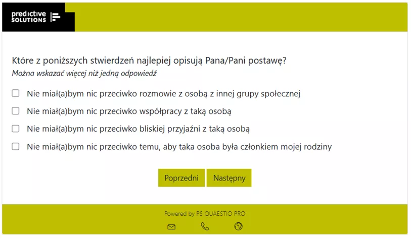 Okienko PS QUAESTIO PRO, przedstawiające przykład skali Guttmana